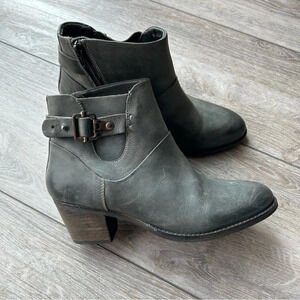 Earth West Riverton Smooth Leather Ankle Bootie  in Oil Green